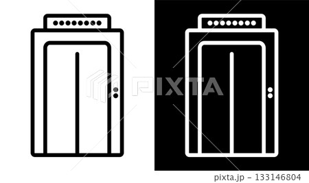 Elevator lift icon with a clean outline design. Vector illustration showing a simple lift symbol suitable for navigation, signage and interface design.  133146804