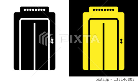 Elevator lift icon created in outline style. Flat vector illustration presenting a clear lift symbol for use in navigation, signage and interface design. Modern elevator icon set displayed Elevator lift icon created in outline style. Flat vector illustration presenting a clear lift symbol for use in navigation, signage and interface design. Modern elevator icon set displayed 133146805
