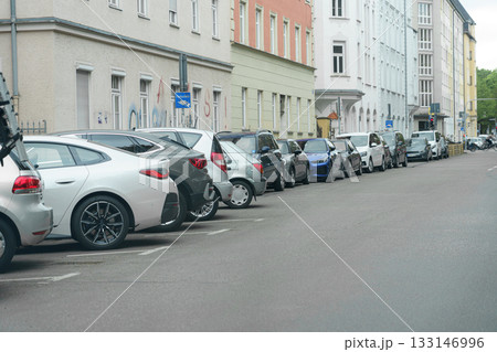 cars on the parking lot in the city 133146996