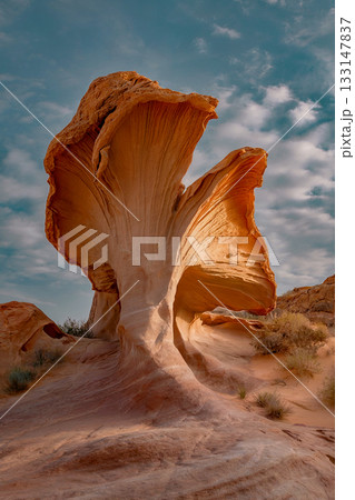 Unique Sandstone Rock Formation in Desert Landscape 133147837