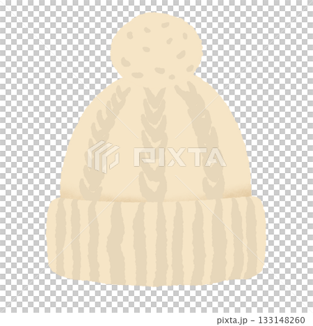 Cozy cable knit winter hat illustration with soft textured yarn and fluffy pom pom Scandinavian hygge clothing neutral minimal aesthetic perfect for holiday season decor warm Nordic winter Cozy cable knit winter hat illustration with soft textured yarn and fluffy pom pom Scandinavian hygge clothing neutral minimal aesthetic perfect for holiday season decor warm Nordic winter 133148260