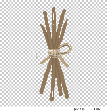 Warm brown cinnamon stick bundle with twine bow cozy hygge clipart perfect for New Year kitchen decor holiday crafts winter spice designs wrapping paper and Scandinavian illustration 133148266