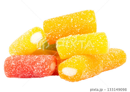 Jelly sprinkled with sugar on a white background 133149098