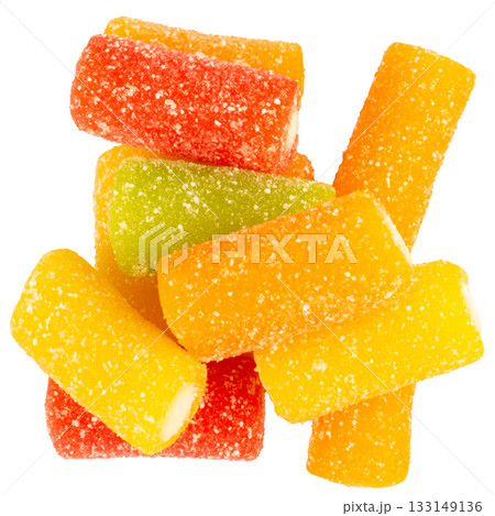 Jelly sprinkled with sugar on a white background 133149136