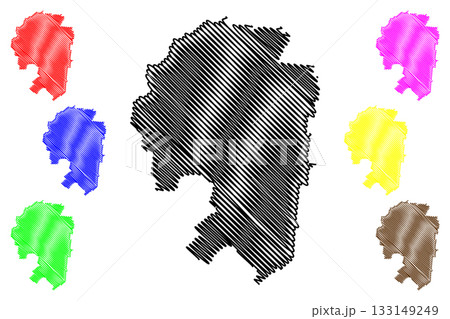 Longreach Region (Commonwealth of Australia, Queensland state) map vector illustration, scribble sketch Longreach map 133149249
