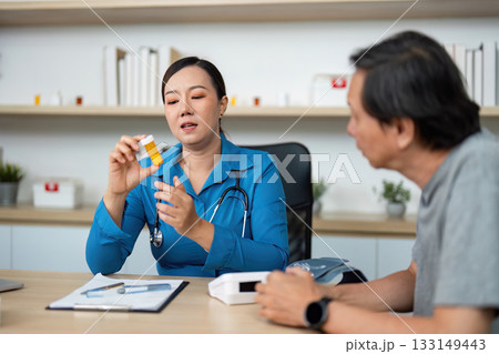 Doctor discussing treatment options with patient Doctor discussing treatment options with patient 133149443