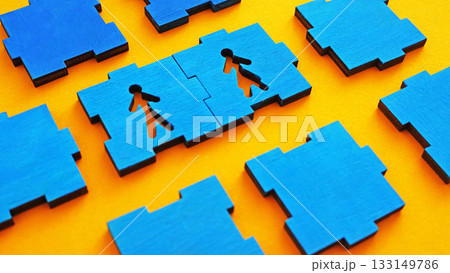 Relationship as two matching puzzle pieces. Relationship as two matching puzzle pieces. 133149786