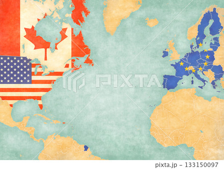 Map of North Atlantic Ocean - USA, EU and Canada Map of North Atlantic Ocean - USA, EU and Canada 133150097