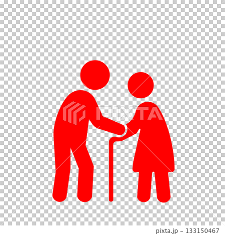 A simple person icon (red) representing care and support 133150467