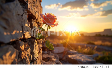 Rose thrives by ancient stone wall Rose thrives by ancient stone wall 133151041