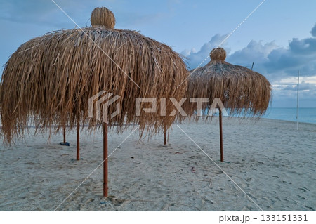Beach chair sunset. High quality photo Beach chair sunset. High quality photo 133151331