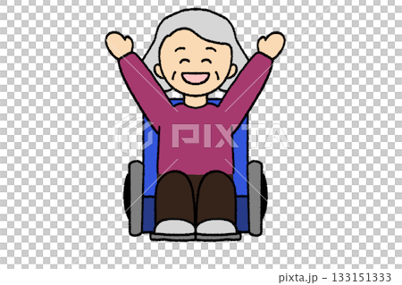A woman in a wheelchair doing a banzai A woman in a wheelchair doing a banzai 133151333