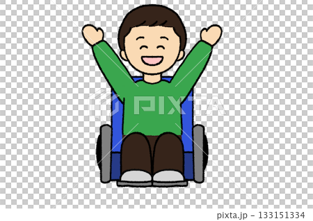 A man in a wheelchair doing a banzai A man in a wheelchair doing a banzai 133151334