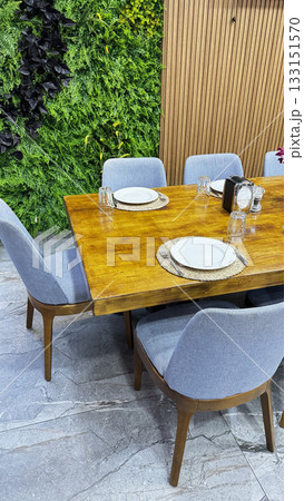 table setting restaurant cafe without people. High quality photo table setting restaurant cafe without people. High quality photo 133151570