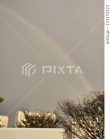 a rainbow after a rain in the city a rainbow after a rain in the city 133153323