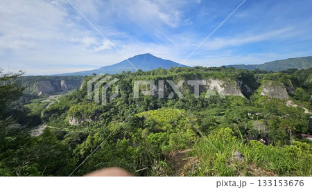 A stunning viewpoint at Panorama Ngarai Sianok showcases lush greenery, towering trees, and a majestic mountain under the clear blue sky, offering a peaceful harmony. A stunning viewpoint at Panorama Ngarai Sianok showcases lush greenery, towering trees, and a majestic mountain under the clear blue sky, offering a peaceful harmony. 133153676