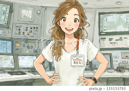 美優シリーズ：病院で医療AIをモニタリング・管理している女性 133153783