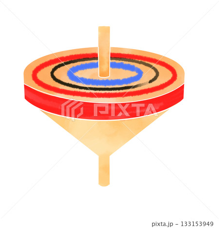 赤いコマ 水彩風 正月 年賀状イラスト素材 赤いコマ 水彩風 正月 年賀状イラスト素材 133153949