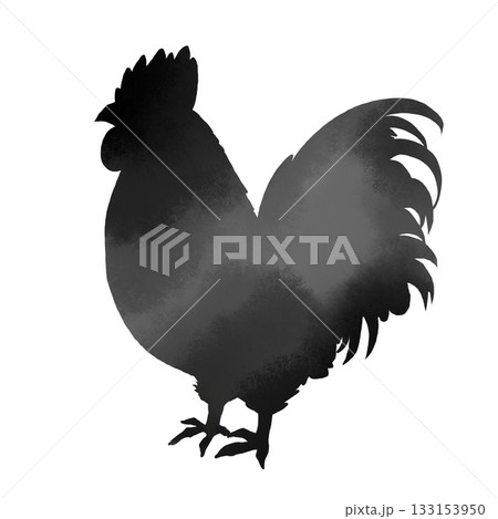 鶏のシルエット 水彩風イラスト 鶏のシルエット 水彩風イラスト 133153950