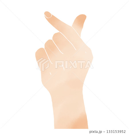 水彩風　指ハートのシンプルなイラスト 133153952