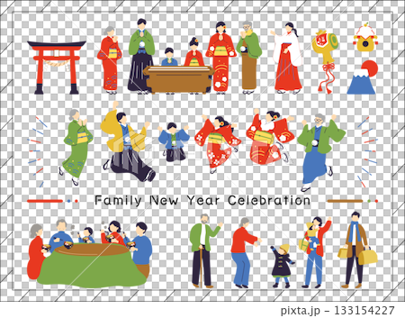 お正月の家族 133154227