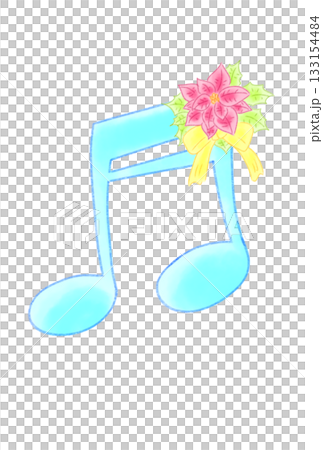 ポインセチアの付いた音符 ポインセチアの付いた音符 133154484