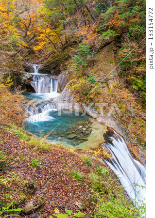 紅葉の西沢渓谷七ッ釜五段の滝 紅葉の西沢渓谷七ッ釜五段の滝 133154772
