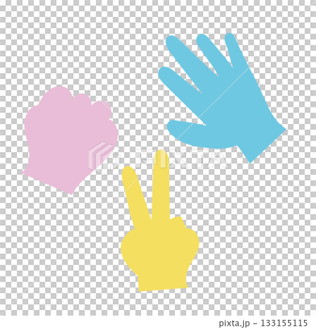 石頭、剪刀、布的手剪影插圖 石頭、剪刀、布的手剪影插圖 133155115