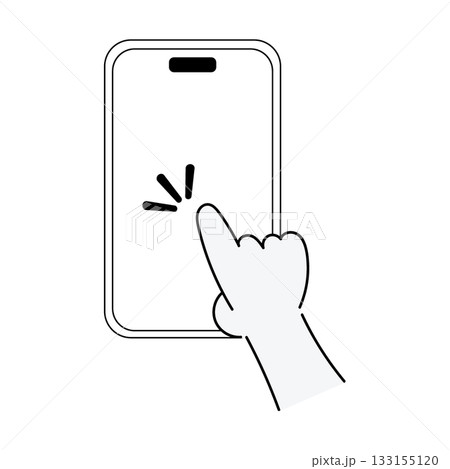 スマホ画面をタップするジェスチャーイラスト スマホ画面をタップするジェスチャーイラスト 133155120