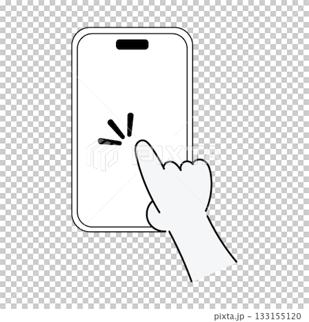 スマホ画面をタップするジェスチャーイラスト スマホ画面をタップするジェスチャーイラスト 133155120