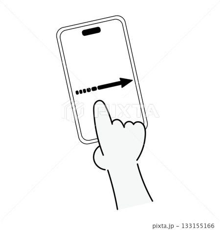 スマホを右にスワイプする操作イラスト スマホを右にスワイプする操作イラスト 133155166