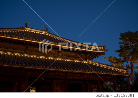 史跡足利学校 孔子廟 夕暮れの屋根 史跡足利学校 孔子廟 夕暮れの屋根 133155391