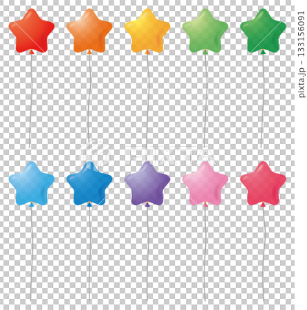 Set of vector illustrations of star shaped balloon icons of various shapes 133156091