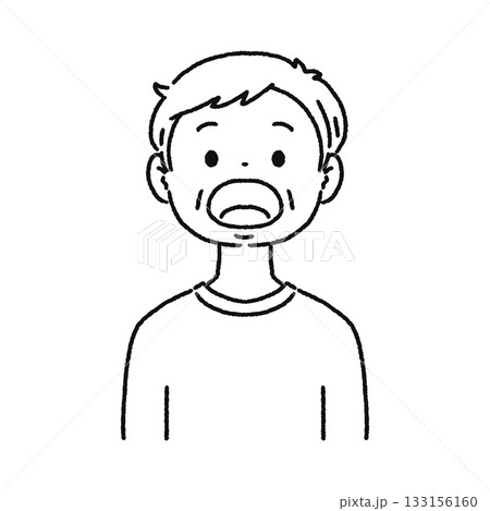 口を大きく開いた男性 線画 口を大きく開いた男性 線画 133156160