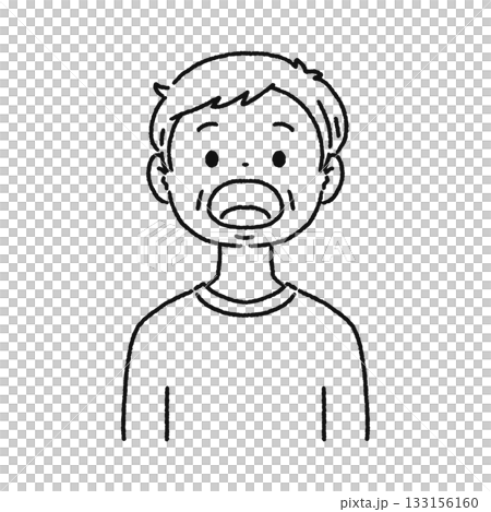口を大きく開いた男性 線画 口を大きく開いた男性 線画 133156160