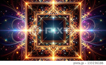 幾何学に輝く幻想フレームと光の中心2 幾何学に輝く幻想フレームと光の中心2 133156186