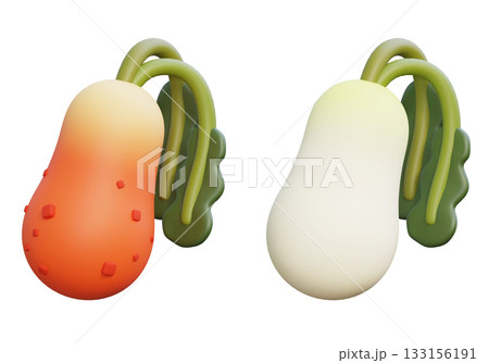 cartoon style korea traditional food radish kimchi 3D graphic 133156191