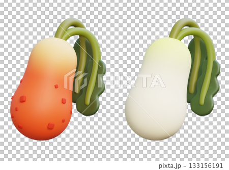 cartoon style korea traditional food radish kimchi 3D graphic 133156191
