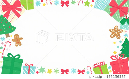 かわいい贈り物が並ぶクリスマス枠 133156385