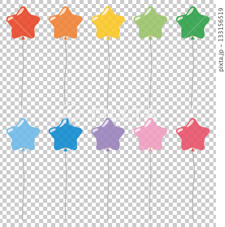 一組各種形狀的星形氣球圖示向量插圖 133156519