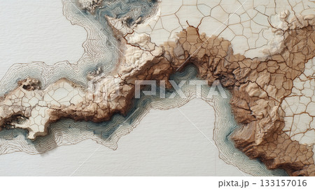 樹皮のひび割れがつくる海岸線と等高線の抽象地図/Bark Coastline Abstract To 樹皮のひび割れがつくる海岸線と等高線の抽象地図/Bark Coastline Abstract To 133157016