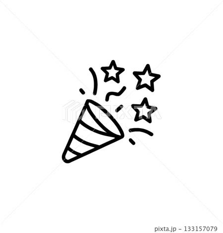 クラッカーの線画アイコン｜パーティー・お祝い・イベント用シンプル素材、背景なし 133157079