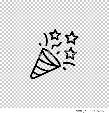 クラッカーの線画アイコン｜パーティー・お祝い・イベント用シンプル素材、背景なし 133157079