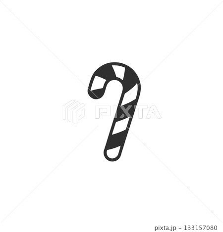 キャンディケインの線画アイコン｜クリスマス装飾・冬イベント用シンプル素材 133157080