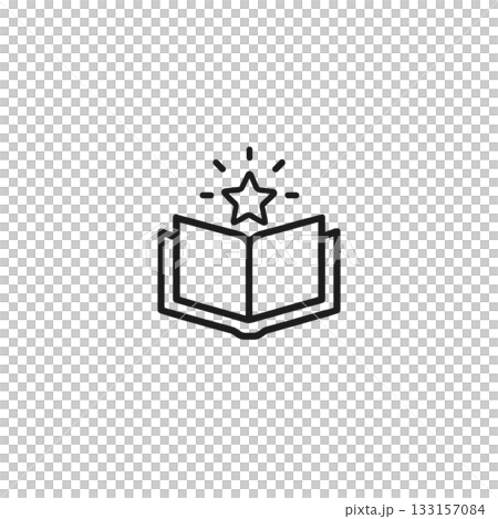 お気に入りの本を開く瞬間を描いた線画アイコン｜読書好きに最適なシンプル素材、背景なし 133157084