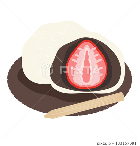 苺大福と菓子楊枝　イラスト 133157091