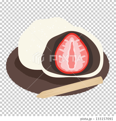 苺大福と菓子楊枝　イラスト 133157091