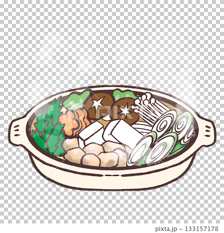 Illustration of a steaming hotpot Illustration of a steaming hotpot 133157178