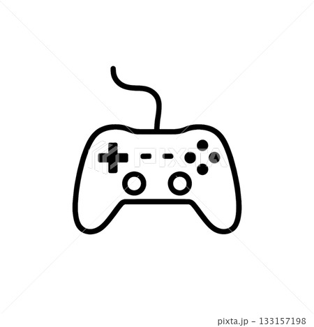 有線ゲームコントローラーの線画アイコン・プレイ用デザイン素材、背景なし、イラスト 133157198