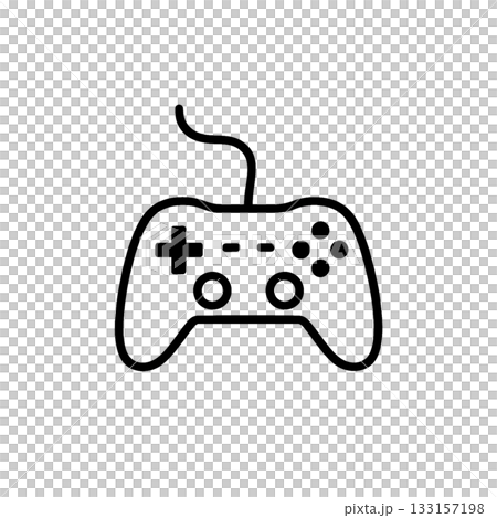 有線ゲームコントローラーの線画アイコン・プレイ用デザイン素材、背景なし、イラスト 133157198